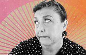 Mature mother rolling her eyes