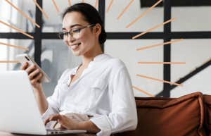 Woman working on her laptop