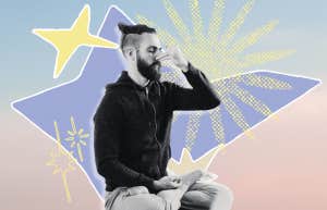 Man taking nasal breaths