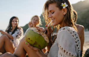 Woman finding happiness around friends