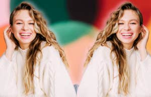 Happy woman smiling, drama free 