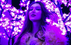 girl in purple neon lights