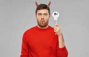 devil costume, school, teacher 