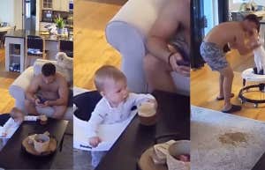 tiktok video of dad not noticing his baby was taking his hot coffee 