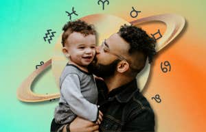 dad kissing son on the cheek, saturn and zodiac signs