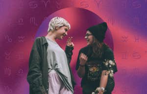 two girls smiling