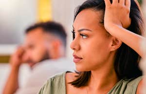 unhappy wife annoyed with husband