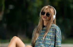 woman wearing headphones 