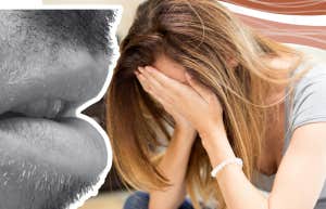 Woman crying into her hands