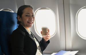 woman on airplane