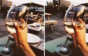 woman holding wine glass