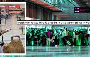 woman who refuses to move up in line until its moved forward