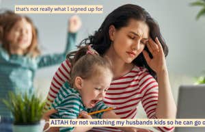woman stressed while watching children