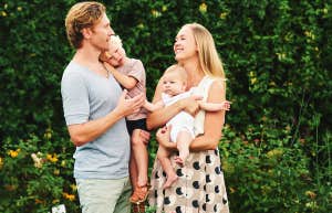 parents with two young children