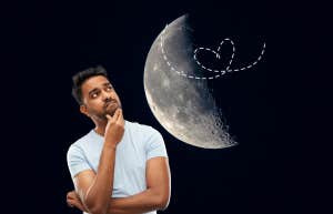 man looking at the moon