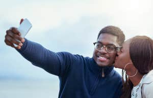 couple in love taking a selfie