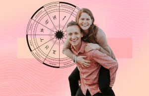 4 Zodiac Signs Whose Love Lives Drastically Improve, Starting On March 24 happy couple and zodiac wheel