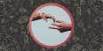 fingertips touching, astrology background