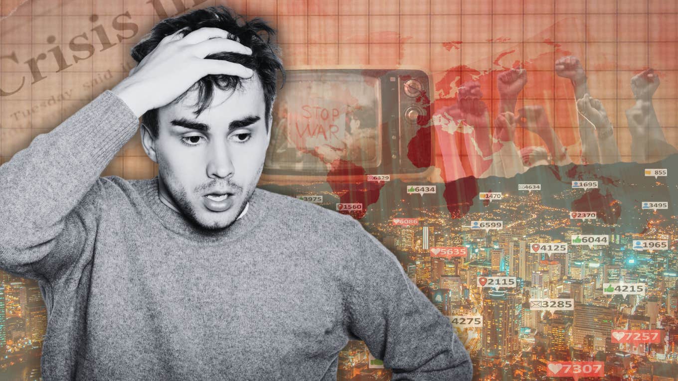 What Is Vicarious Trauma — And The #1 Sign You Have It Empathic man witnessing trauma of the world